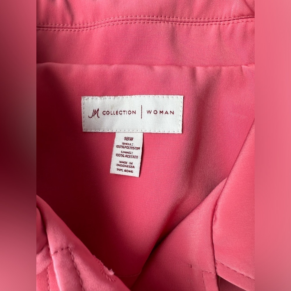 NWT JM Collection Coral Pink Long Button Lined Trench Jacket Women’s 18W $120 - Picture 2 of 9